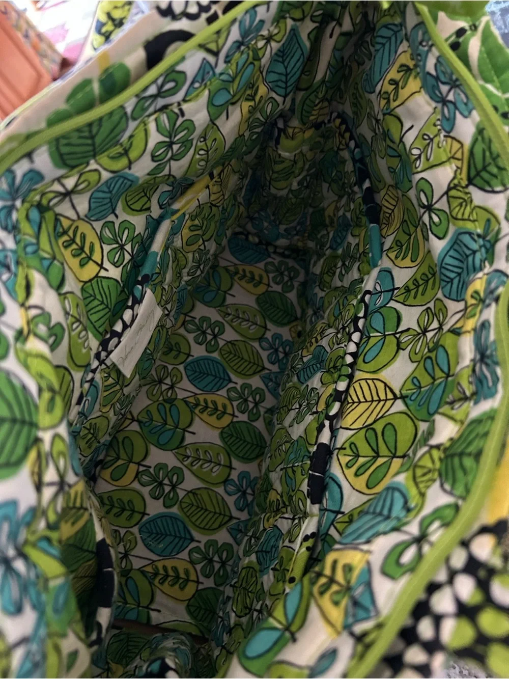 Vera Bradley Green, Yellow & Teal and Black Floral Quilted Tote